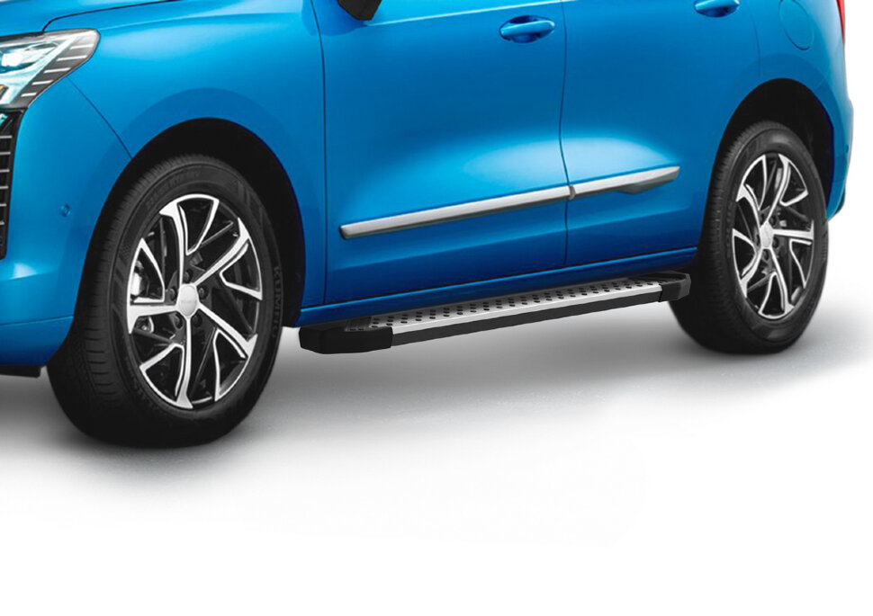 Пороги площадки (подножки) "Bmw-Style круг" Rival для Haval Jolion 2021-н.в., 180 см, 2 шт., алюминий, D180AL.9404.1 с доставкой по всей России