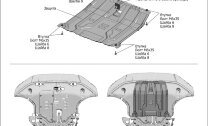 Защита картера и КПП Rival для Hyundai Santa Fe IV 2018-2021, штампованная, алюминий 3 мм, с крепежом, 333.2375.1