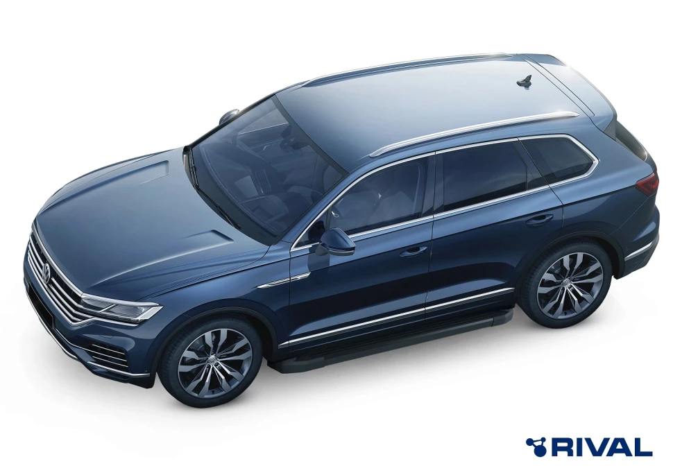 Пороги на автомобиль (подножки) "Black" Rival для Volkswagen Touareg III 2018-н.в., 193 см, 2 шт., алюминий, F193ALB.5806.1