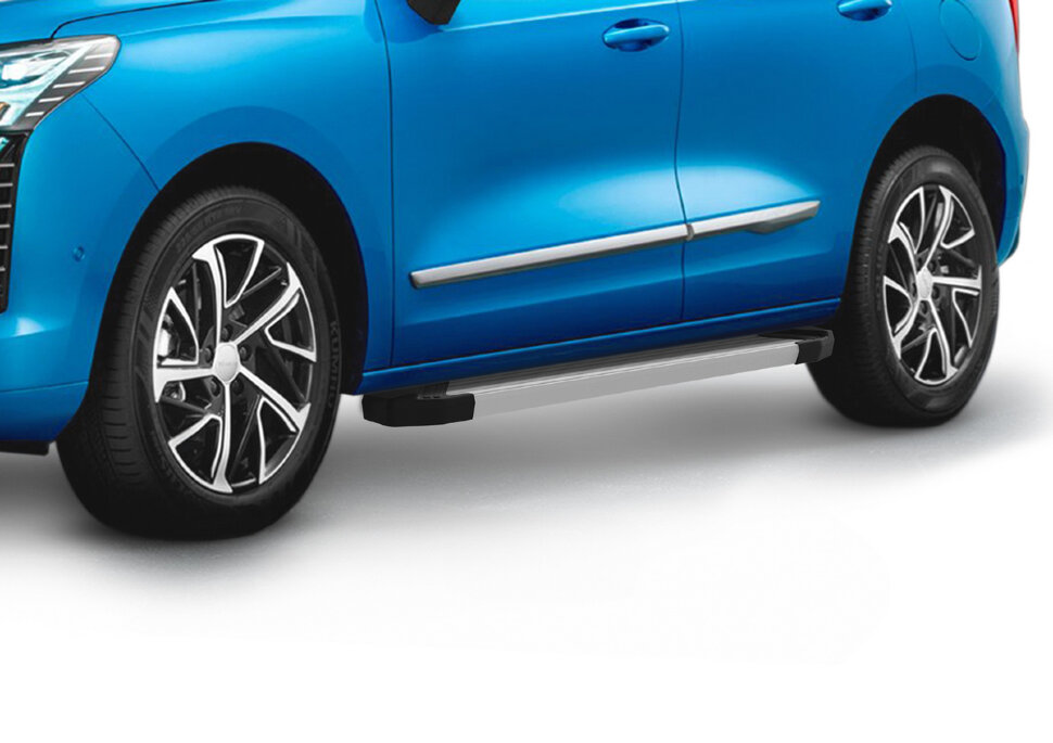 Пороги площадки (подножки) "Silver" Rival для Haval Jolion 2021-н.в., 180 см, 2 шт., алюминий, F180AL.9404.1 с доставкой по всей России