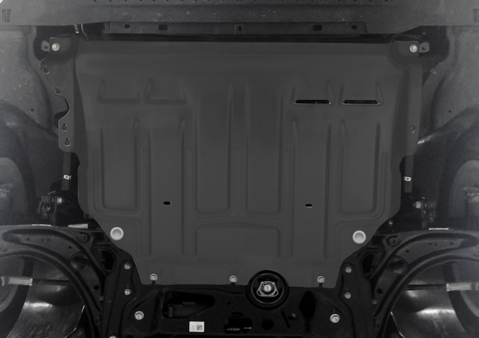 Защита картера и КПП AutoMax для Audi A3 8V рестайлинг (V - 1.4) 2016-2020, сталь 1.4 мм, с крепежом, штампованная, AM.5128.1