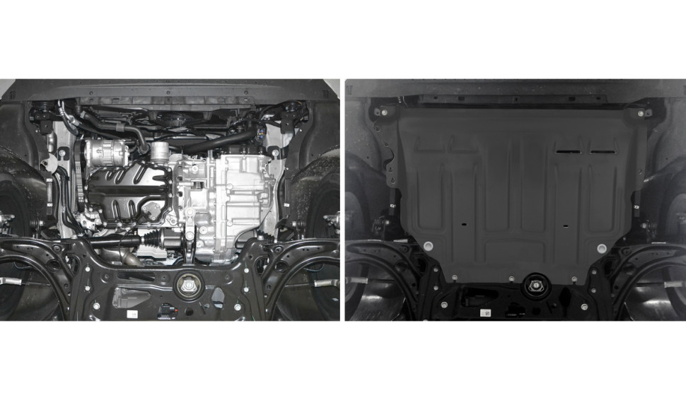 Защита картера и КПП AutoMax для Audi A3 8V рестайлинг (V - 1.4) 2016-2020, сталь 1.4 мм, с крепежом, штампованная, AM.5128.1