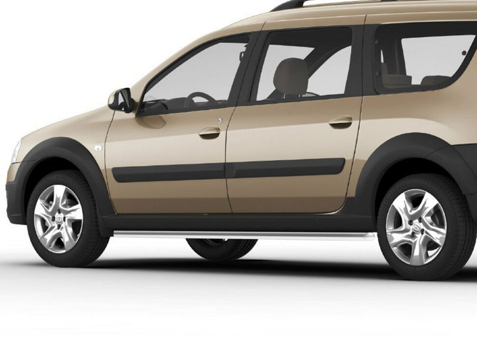 Защита порогов d42 Rival для Lada Largus Cross 2014-2021, нерж. сталь, 2 шт., R.6005.005 с доставкой по всей России