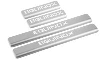Накладки на пороги AutoMax для Chevrolet Equinox III поколение 2017-н.в., нерж. сталь, с надписью, 4 шт., AMCHEQU01 купить недорого