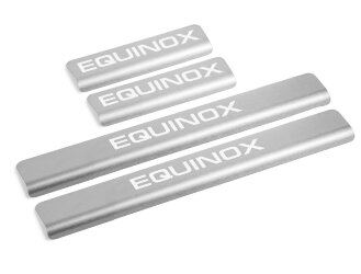 Накладки на пороги AutoMax для Chevrolet Equinox III поколение 2017-н.в., нерж. сталь, с надписью, 4 шт., AMCHEQU01