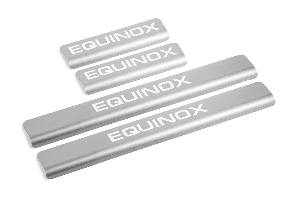 Накладки на пороги AutoMax для Chevrolet Equinox III поколение 2017-н.в., нерж. сталь, с надписью, 4 шт., AMCHEQU01 купить недорого
