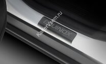 Накладки на пороги AutoMax для Chevrolet Equinox III поколение 2017-н.в., нерж. сталь, с надписью, 4 шт., AMCHEQU01