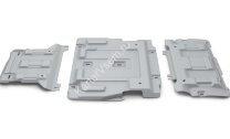 Защита картера, КПП и РК Rival для Audi A6 C8 2018-н.в., штампованная, алюминий 3 мм, с крепежом, 3 части, K333.0343.1