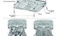 Защита картера и КПП Rival (увеличенная) для Lexus RX 270/350 2008-2015, штампованная, алюминий 3 мм, с крепежом, 333.5781.1