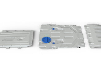 Защита картера, КПП и РК Rival для BMW X4 G02 рестайлинг (xDrive 30i) 2021-н.в., штампованная, алюминий 4 мм, с крепежом, 3 части, K333.0531.1