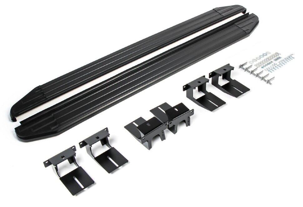 Пороги площадки (подножки) "Premium-Black" Rival для Jeep Grand Cherokee WK2 2010-2018 2018-н.в., 160 см, 2 шт., алюминий, A160ALB.2703.1 высокого качества