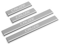 Накладки на пороги AutoMax для Chevrolet Cruze 2009-2015, нерж. сталь, с надписью, 4 шт., AMCHCRU01