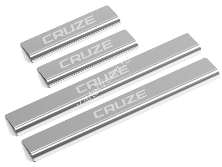 Накладки на пороги AutoMax для Chevrolet Cruze 2009-2015, нерж. сталь, с надписью, 4 шт., AMCHCRU01 купить недорого
