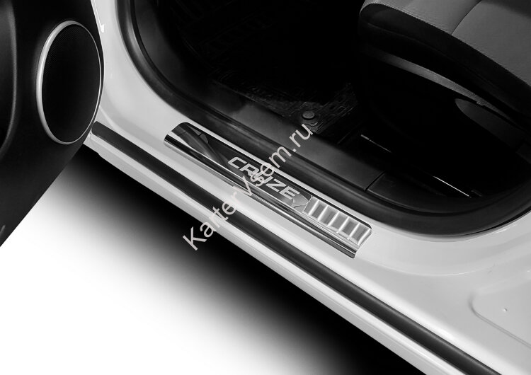 Накладки на пороги AutoMax для Chevrolet Cruze 2009-2015, нерж. сталь, с надписью, 4 шт., AMCHCRU01 с доставкой по всей России