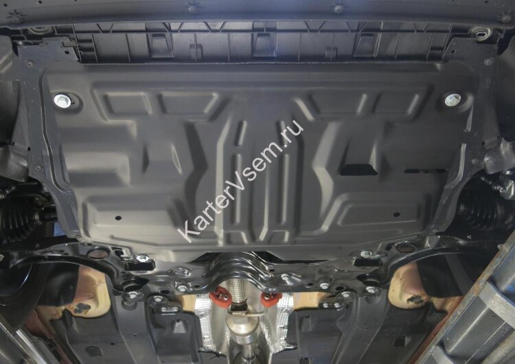 Защита картера и КПП AutoMax для Volkswagen Polo V седан 2010-2020, сталь 1.5 мм, с крепежом, штампованная, AM.5842.1
