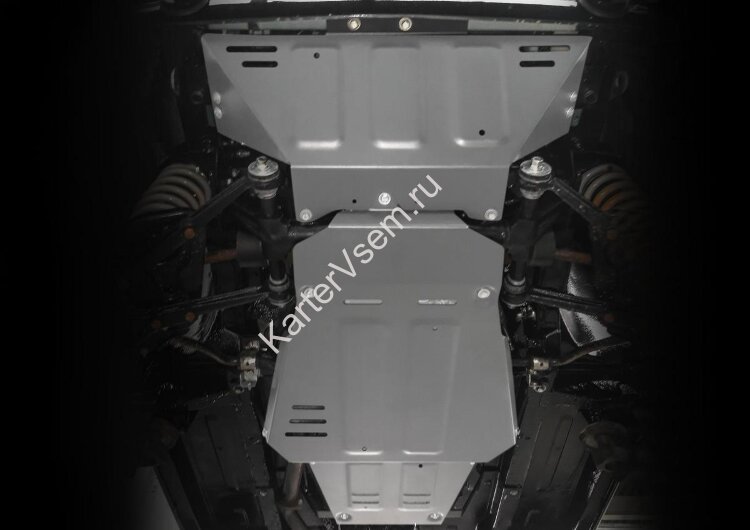 Защита картера, КПП и РК Rival для Lada Niva Legend 2131 2021-н.в., штампованная, алюминий 3 мм, с крепежом, 3 части, K333.6040.1