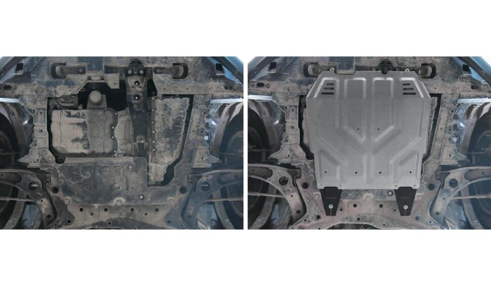 Защита картера и КПП Rival для Peugeot 4008 2012-2015, штампованная, алюминий 3 мм, с крепежом, 333.4037.1
