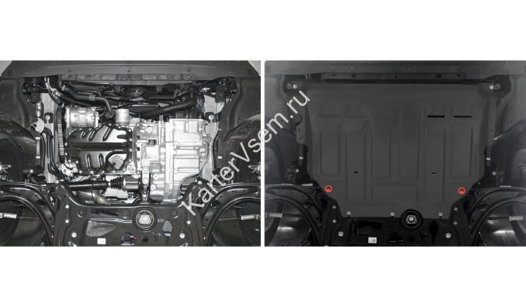 Защита картера и КПП АвтоБроня для Skoda Superb III рестайлинг 2019-н.в., штампованная, сталь 1.5 мм, с крепежом, 111.05128.1