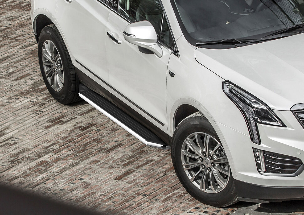 Пороги площадки (подножки) "Premium" Rival для Cadillac XT5 2016-2019 2019-н.в., 193 см, 2 шт., алюминий, A193ALP.0801.1 с доставкой по всей России