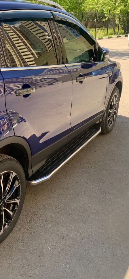 Пороги площадки (подножки) "Premium" Rival для Cadillac XT5 2016-2019 2019-н.в., 193 см, 2 шт., алюминий, A193ALP.0801.1 с инструкцией и сертификатом