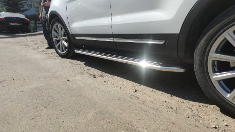Пороги площадки (подножки) "Premium" Rival для Cadillac XT5 2016-2019 2019-н.в., 193 см, 2 шт., алюминий, A193ALP.0801.1 в официальном интернет магазине