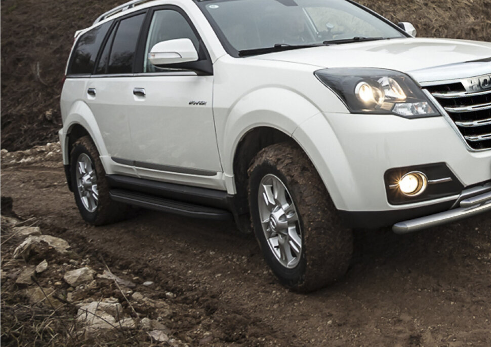 Пороги площадки (подножки) "Premium-Black" Rival для Great Wall Hover H3 2010-2016, 173 см, 2 шт., алюминий, A173ALB.2001.4 с доставкой по всей России