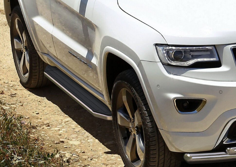 Пороги площадки (подножки) "Premium" Rival для Jeep Grand Cherokee WK2 2010-2018 2018-н.в., 160 см, 2 шт., алюминий, A160ALP.2703.1 с доставкой по всей России