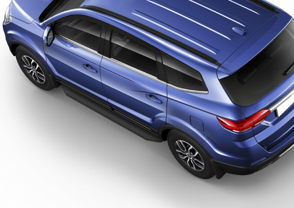 Пороги площадки (подножки) "Premium-Black" Rival для Lifan Myway 2016-н.в., 180 см, 2 шт., алюминий, A180ALB.3304.1 с возможностью установки