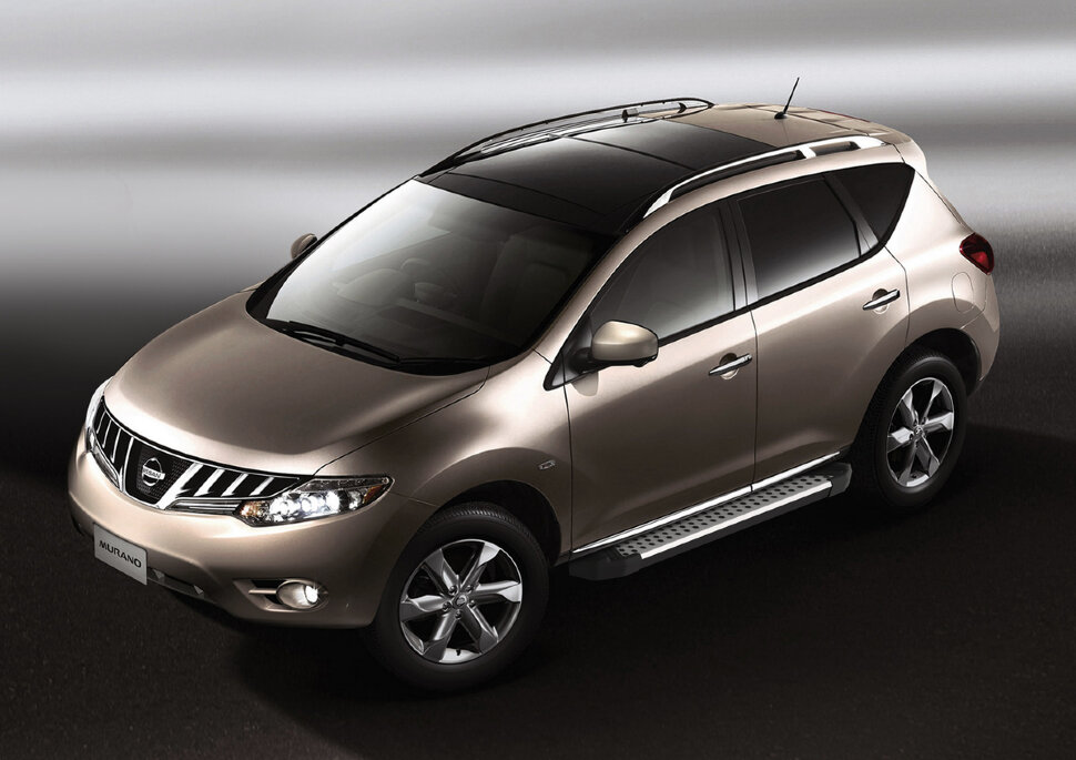 Пороги площадки (подножки) "Bmw-Style круг" Rival для Nissan Murano Z51 рестайлинг 2010-2016, 173 см, 2 шт., алюминий, D173AL.4108.2 купить недорого