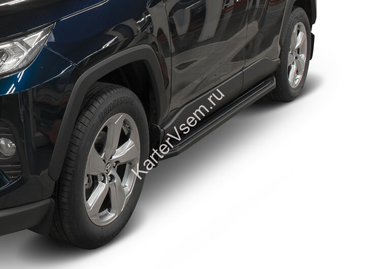 Пороги площадки (подножки) "Premium-Black" Rival для Toyota RAV4 XA50 2019-н.в., 180 см, 2 шт., алюминий, A180ALB.5710.1