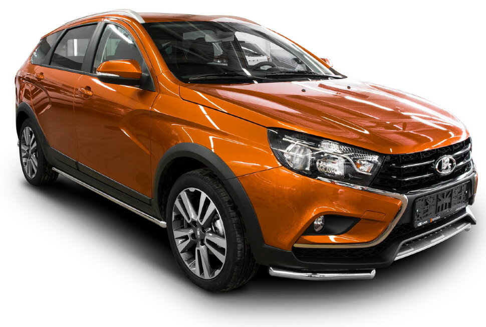Защита порогов d42 Rival для Lada Vesta Cross универсал 2017-н.в., нерж. сталь, 2 шт., R.6007.004 купить недорого