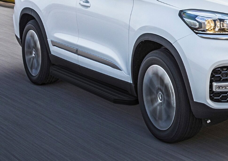 Пороги площадки (подножки) "Premium-Black" Rival для Chery Tiggo 8 2020-н.в., 180 см, 2 шт., алюминий, A180ALB.0905.2 с возможностью установки