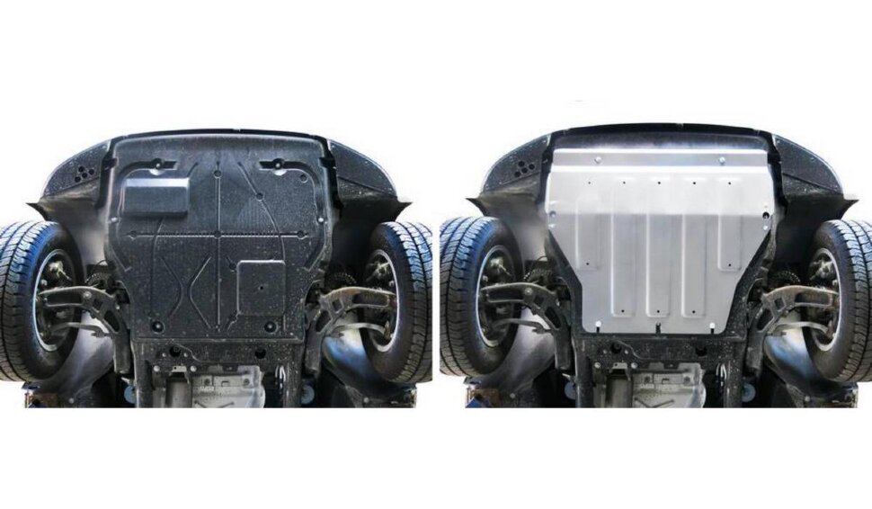 Защита картера и КПП Rival для Volkswagen Transporter T5, T6 2003-2019, штампованная, алюминий 6 мм, с крепежом, 2333.5806.1.6