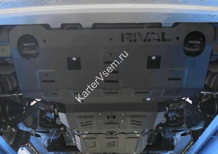 Защита радиатора и картера Rival для Toyota Hilux VIII рестайлинг 4WD 2018-2020 2020-н.в., сталь 3 мм, с крепежом, штампованная, 2111.5710.1.3
