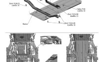 Защита КПП и РК АвтоБроня для Toyota Land Cruiser Prado 150 2009-2013 (устанавл-ся совместно с 111.05784.1), штампованная, сталь 1.8 мм, с крепежом, 111.05785.1