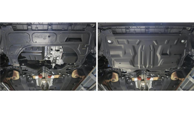 Защита картера и КПП AutoMax для Jetta VA3 (V - 1.5) 2023-н.в., сталь 1.5 мм, с крепежом, штампованная, AM.5842.1