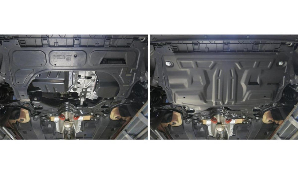 Защита картера и КПП AutoMax для Jetta VA3 (V - 1.5) 2023-н.в., сталь 1.5 мм, с крепежом, штампованная, AM.5842.1
