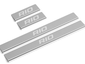 Накладки на пороги AutoMax для Kia Rio IV 2017-2020 2020-н.в., нерж. сталь, с надписью, 4 шт., AMKIRIO01