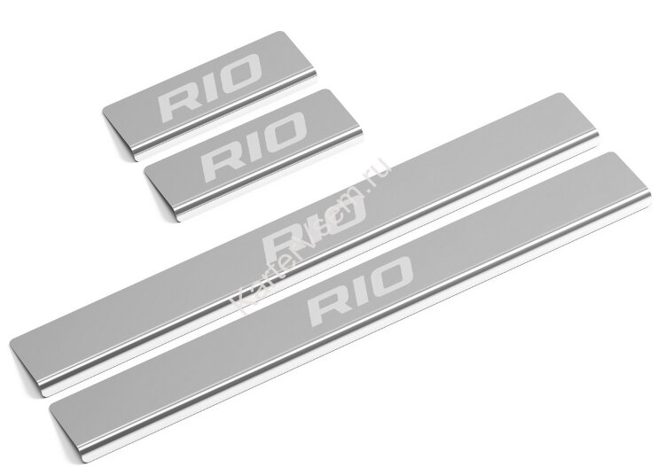 Накладки на пороги AutoMax для Kia Rio IV 2017-2020 2020-н.в., нерж. сталь, с надписью, 4 шт., AMKIRIO01 купить недорого