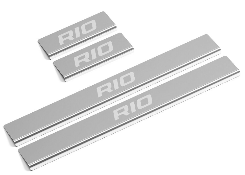 Накладки на пороги AutoMax для Kia Rio IV 2017-2020 2020-н.в., нерж. сталь, с надписью, 4 шт., AMKIRIO01 купить недорого
