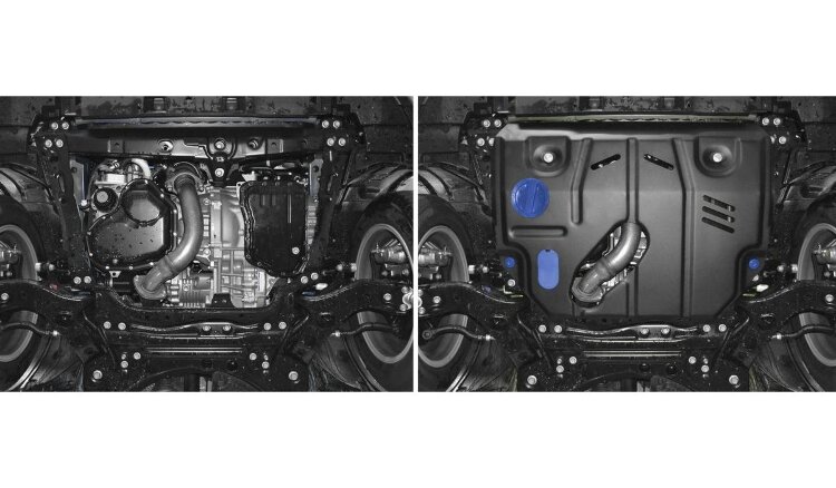Защита картера и КПП Rival для Lexus NX 300 2017-н.в., сталь 1.8 мм, с крепежом, штампованная, 111.3207.1
