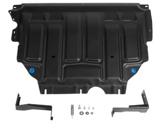 Защита картера и КПП Rival для Volkswagen Caddy (Фольксваген Кэдди) V поколение 2020-н.в., сталь 1.5 мм, с крепежом, штампованная, 111.5880.1
