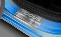 Накладки на пороги AutoMax для Ford Focus II поколение 2005-2008, нерж. сталь, с надписью, 4 шт., AMFOFOC01