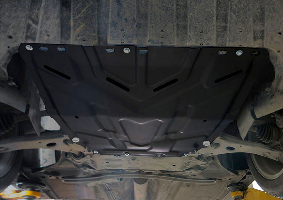 Защита картера и КПП AutoMax для Ford Focus II, III 2005-2019, сталь 1.4 мм, с крепежом, штампованная, AM.1850.1