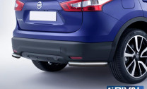 Защита заднего бампера d57 уголки + комплект крепежа, RIVAL, Nissan Qashqai 2013-