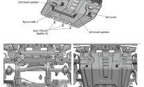 Защита радиатора, картера, КПП и РК АвтоБроня для Toyota Land Cruiser Prado 150 2009-2013, штампованная, сталь 1.8 мм, 3 части, с крепежом, K111.09516.1