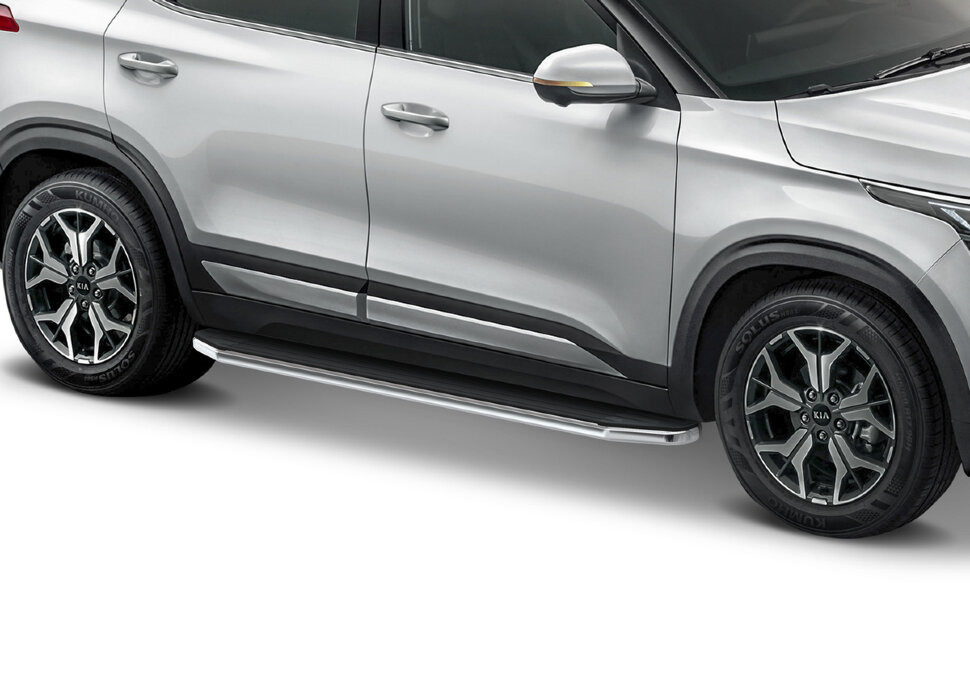 Пороги площадки (подножки) "Premium" Rival для Kia Seltos 2020-н.в., 180 см, 2 шт., алюминий, A180ALP.2805.1 с доставкой по всей России