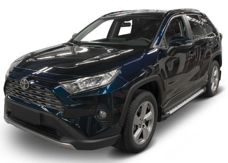 Пороги площадки (подножки) "Bmw-Style круг" Rival для Toyota RAV4 XA50 2019-н.в., 180 см, 2 шт., алюминий, D180AL.5710.1 купить недорого