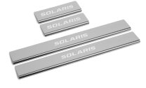 Накладки на пороги AutoMax для Hyundai Solaris I поколение 2010-2014, нерж. сталь, с надписью, 4 шт., AMHYSOL02 купить недорого