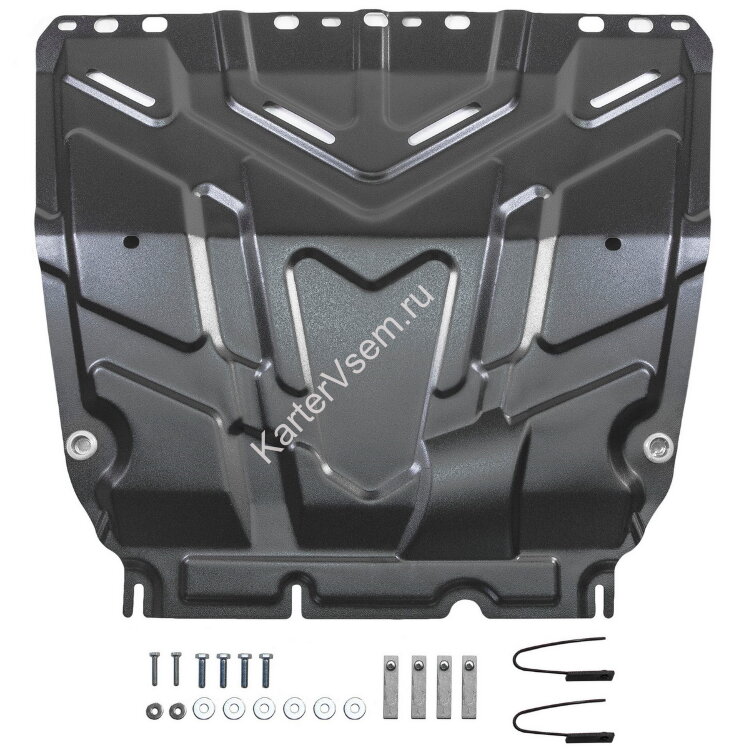 Защита картера и КПП AutoMax для Ford Grand C-Max II 2010-2015, сталь 1.4 мм, с крепежом, штампованная, AM.1850.1